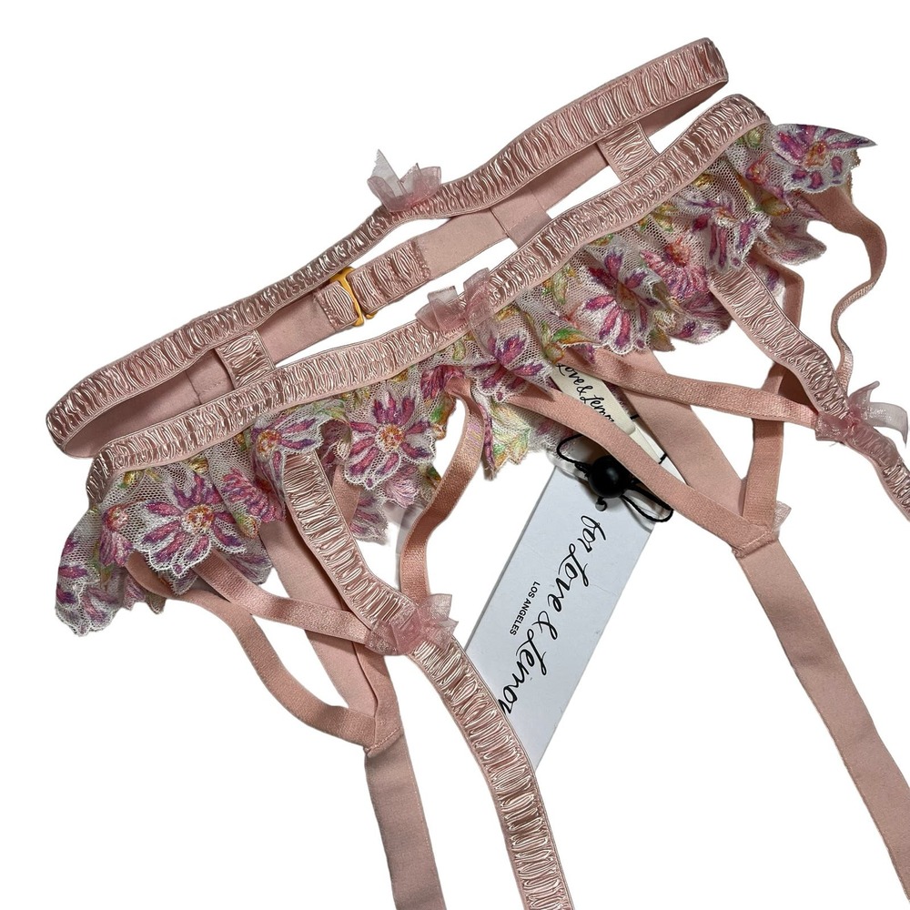 For Love & Lemons XXS Pink Bloom Shimmer Cutout Caged Garter New